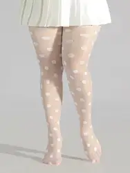 A classic white polka dot jacquard oversized stockings