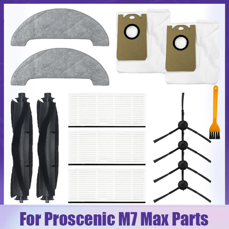 메인 롤러 브러시 사이드 브러시 Proscenic M7 Max 로봇 진공 청소기 부품, Hepa 필터 걸레 천 걸레 더스트 백 액세서리