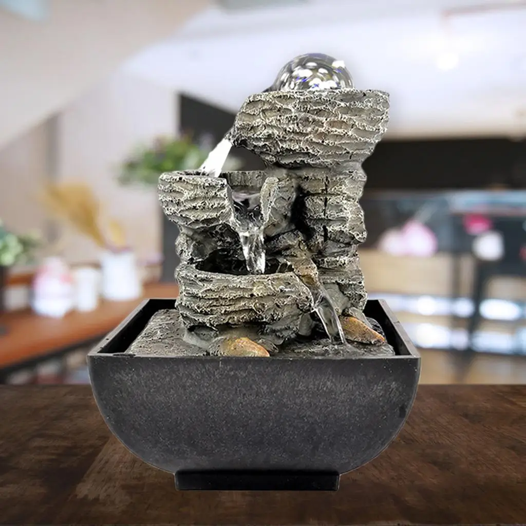 Water View Flowing Water Fountain Relaxation Desktop Fountain Waterfall Landscape Home Office Feng Shui Decoration - view 3