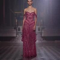 SERENE HILL Lebanon Fashion Fuchsia Arabic Beaded A-Line Evening Gown Formal Occasion Party Dress GLA73594 Customized