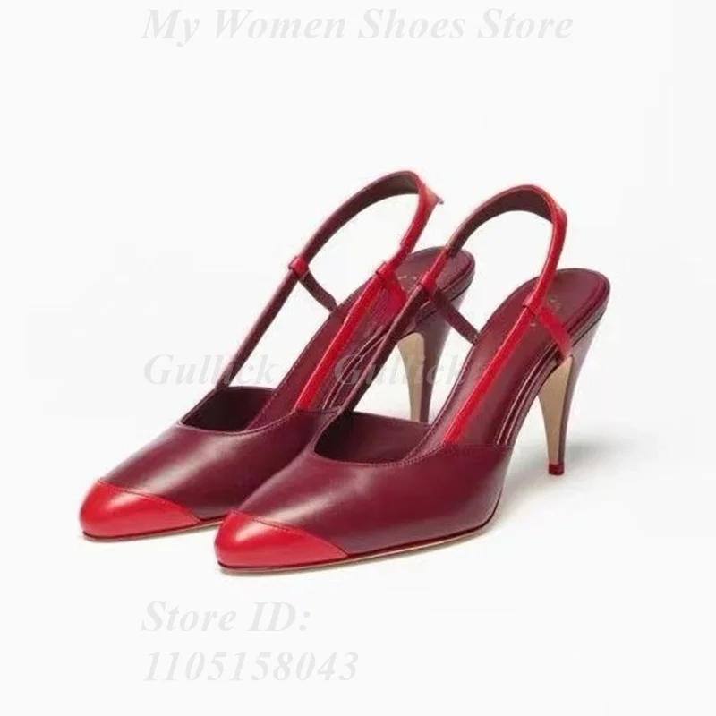 Back Strap Round Toe Pumps Stiletto Thin High Heel Patchwork Runway 2026 Summer Spring Women Dress Shoes Slip On New Arrivals