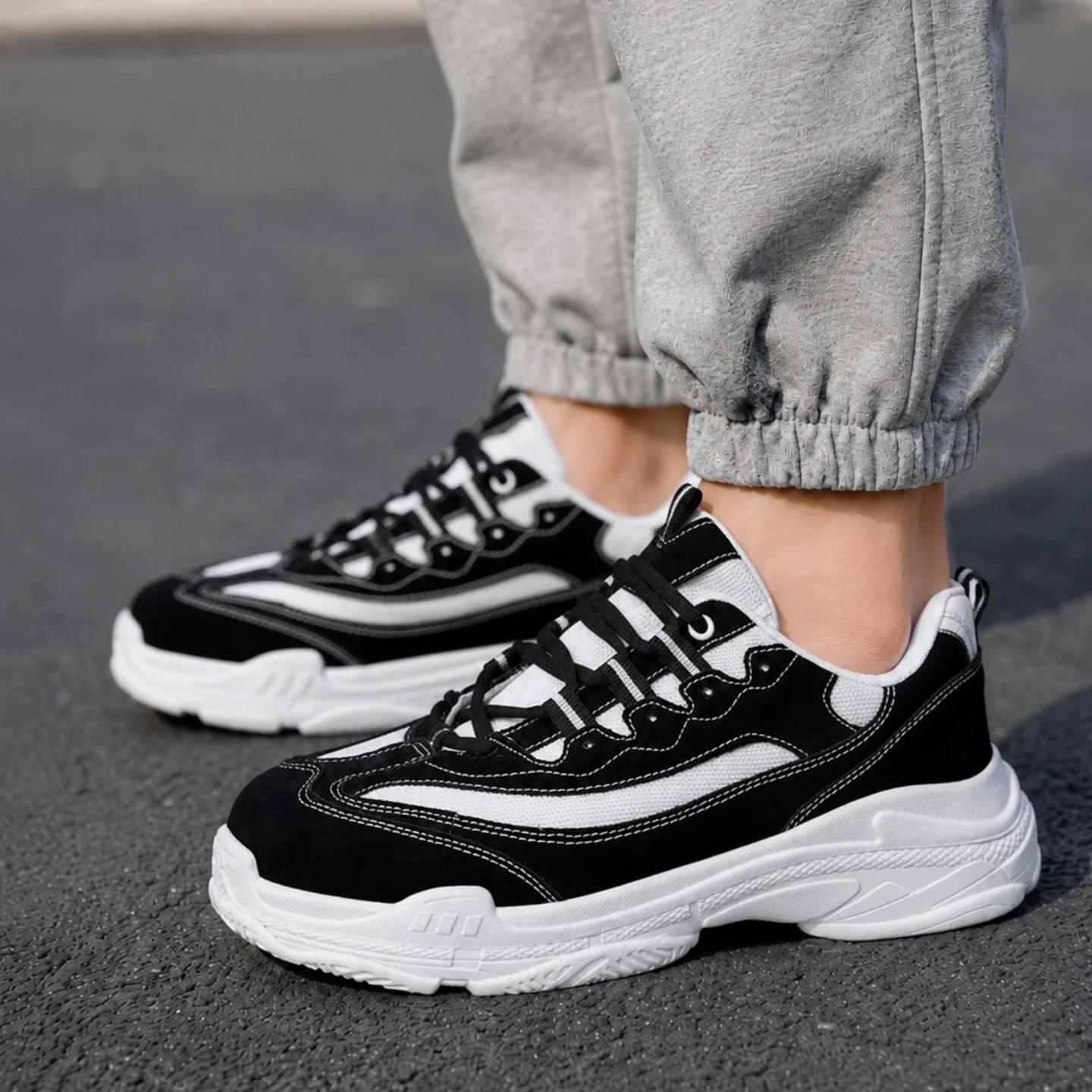 2026 New Autumn Mesh White Sneakers for Men Women Couple Casual Sports Shoes, Thick Sole Anti Slip Wear Resistant Dad Shoes
