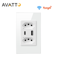 AVATTO Tuya Brazil WiFi Wall Socket with Type C USB Port individual Control, Brasil Smart Outlet Plug Work for Google Home/Alexa