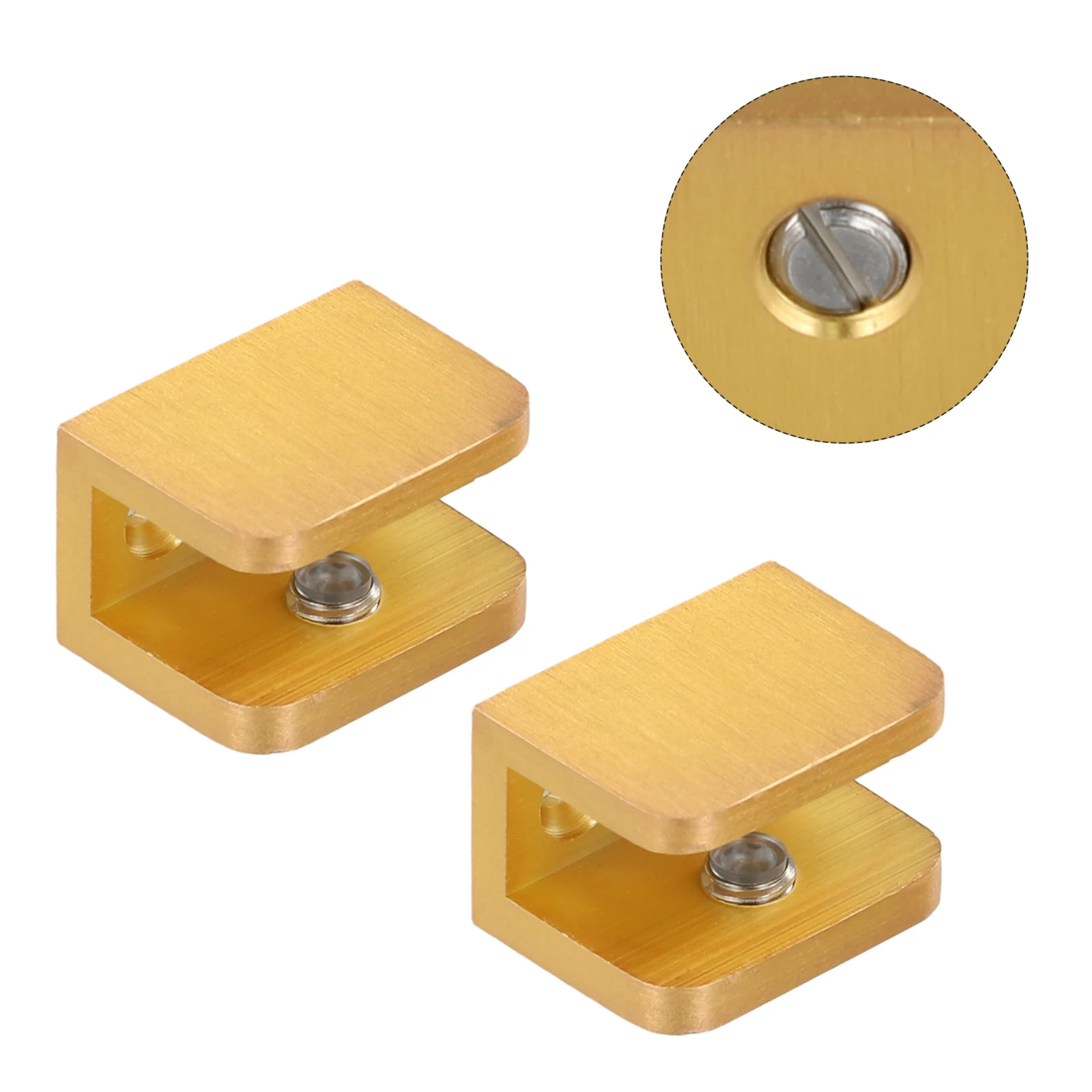 مشبكين لدعم الرف الزجاجي، لون ذهبي، مناسبة للزجاج السميك 8 مم - 12 مم، مثالي لتثبيت أقسام زجاجية للحمام.