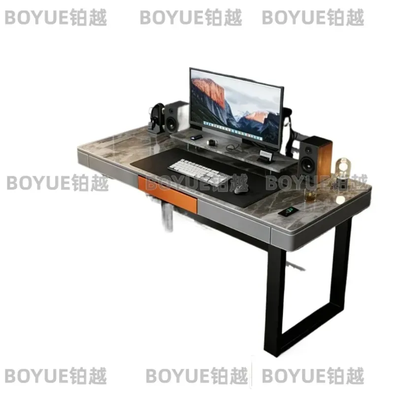 Double Motor Electric Standing Desk with Sintered Stone Top Height Adjustable Sit Stand Workstation for Home Office Computer