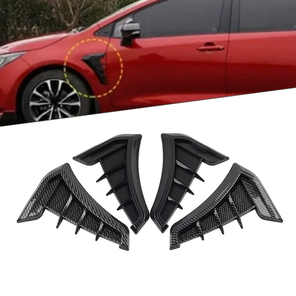 2Pcs Auto Vent Cover Fender Hood Air Flow Intake Trim Car Side Exterior Ventilation Decals TPU Rubber