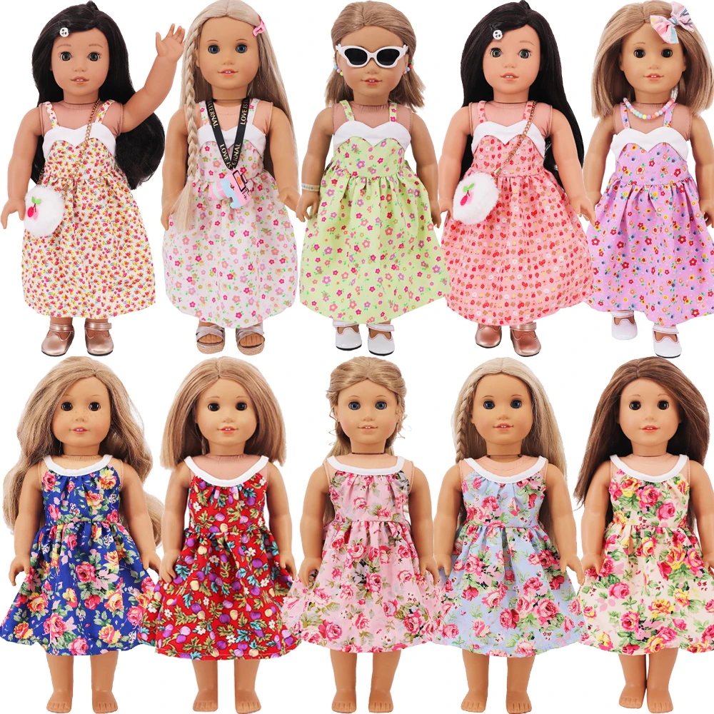 Doll Clothes Floral Dress Summer Short Sleeve Style for 18inch American & 43 Baby New Born Doll Accessories Generation Girls Toy