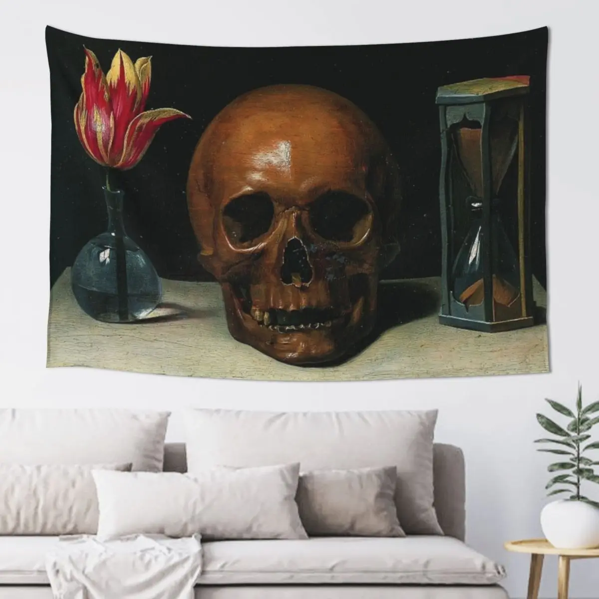 Still-Life with a Skull - Philippe de Champaigne Tapestry Aesthetics For Room Decor Home Home Decoration Tapestry