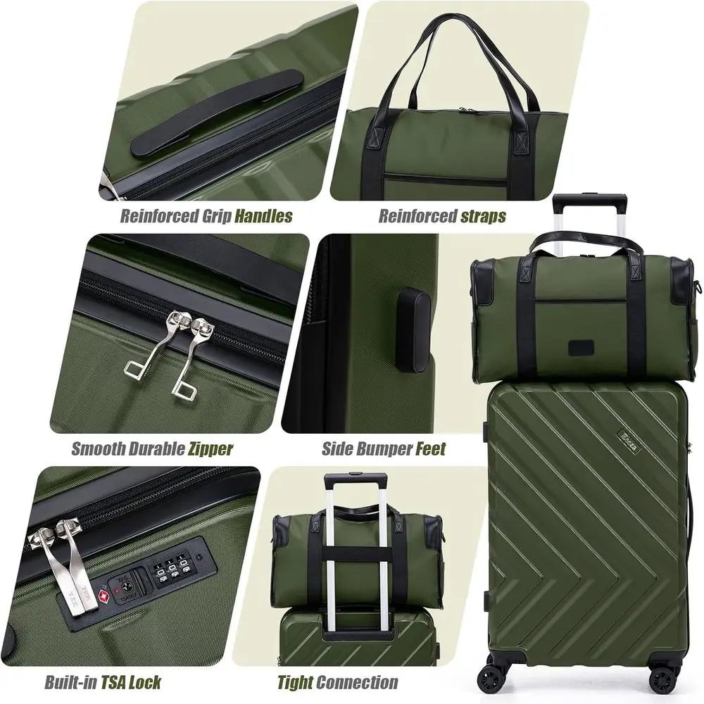 3-Piece Hardshell Luggage Set with Wheels, 22 Carry-On Approved, TSA Lock, 20 Suitcase