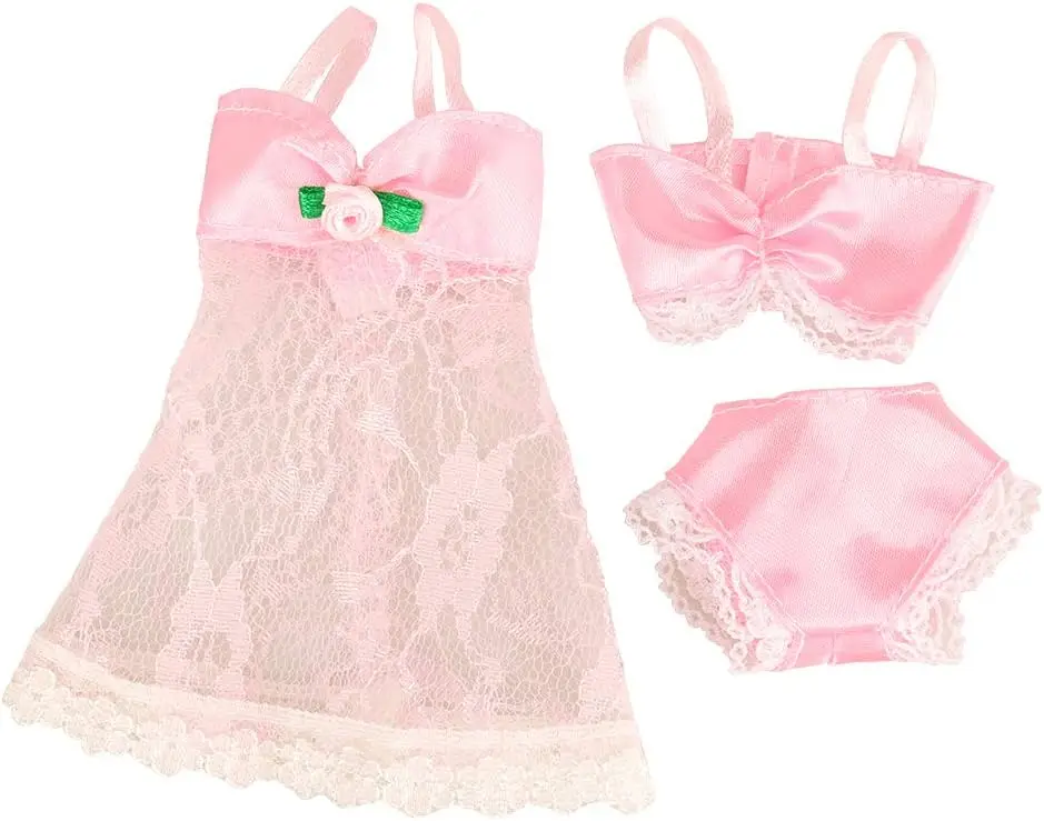 12 pcs/set Lace Pajamas Sleep Suit Sleepwear for 11.5 Inch Girl Dolls, Cute Handmade Sleep Clothes for Barbie Dolls Kids Toys view 2
