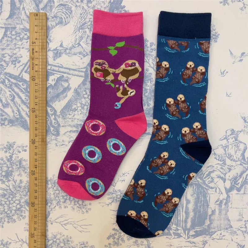 Dorosła załoga Unisex Cartoon Funny Otter Lover Socks Beaver Walrus Morse Sea Dog Lion Seal Beaver Ocean Park Souvenir Couple Items — zdjęcie 4