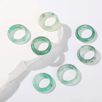 JD天然非洲綠杜龍玉雕花水晶戒指 男女復古能量療癒戒指 朋友禮物 8 最佳銷售 天然寶石戒指 - №7