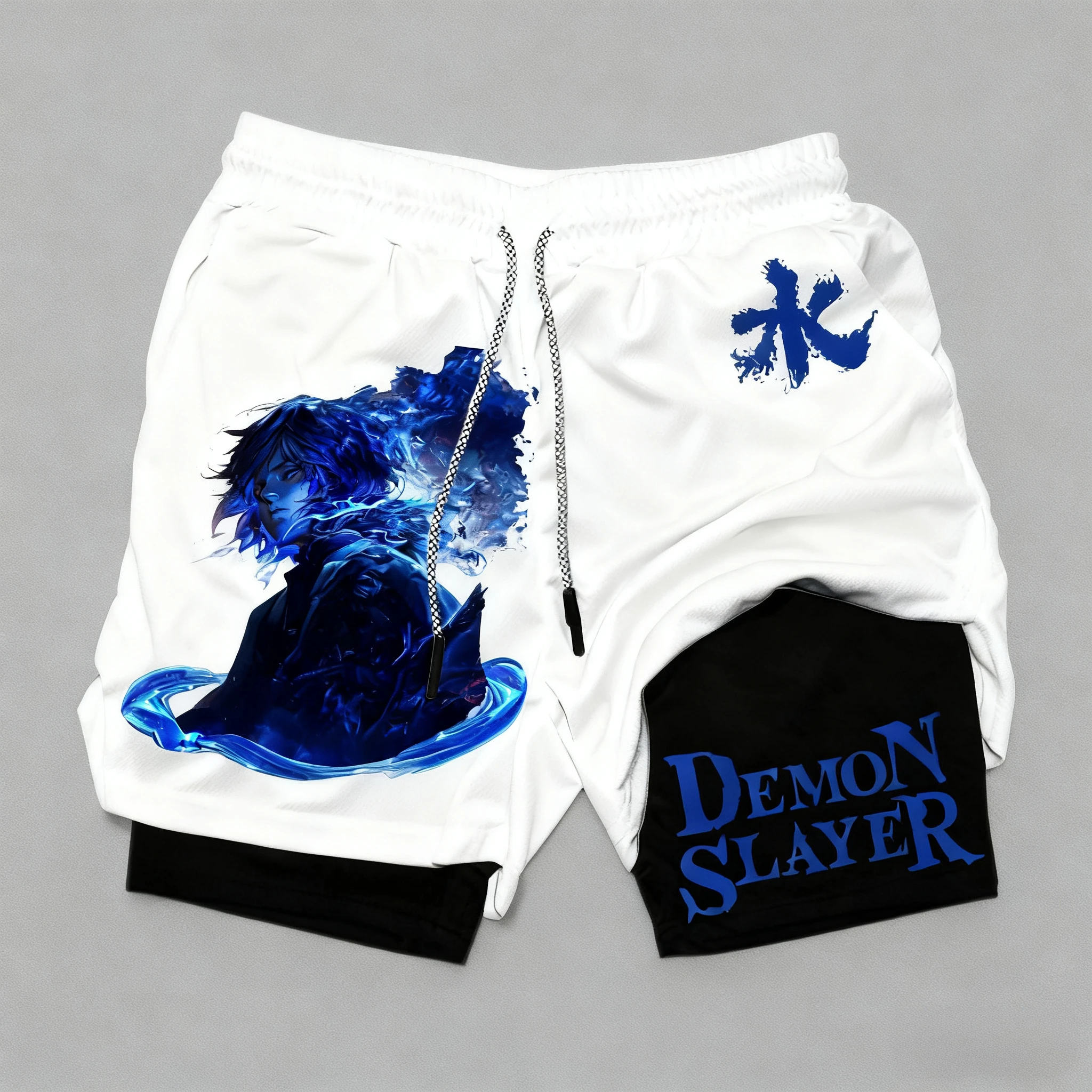 بانداي شيطان القاتل أنيمي الرجال طبقة مزدوجة السراويل 2026 الصيف الرياضة الأمريكية ركوب الدراجات فضفاضة وتنفس وعصرية السراويل #1