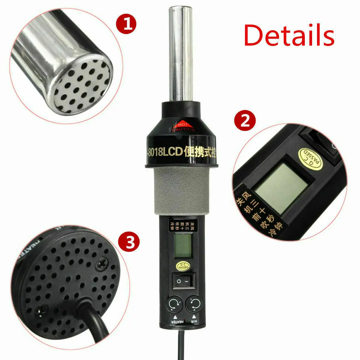 Digital display 8018 LCD portable temperature control hot air gun 850 industrial drying gun hot air machine