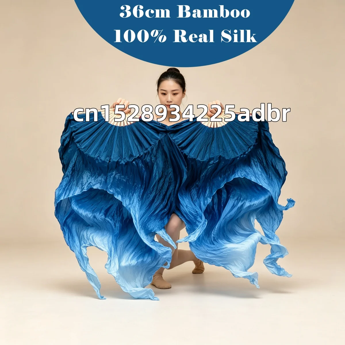 1PC/1Pair Double Layer Gradient Real Silk Dance Fan Customizable in Size and Color for Chinese Folk Belly Dance Performance