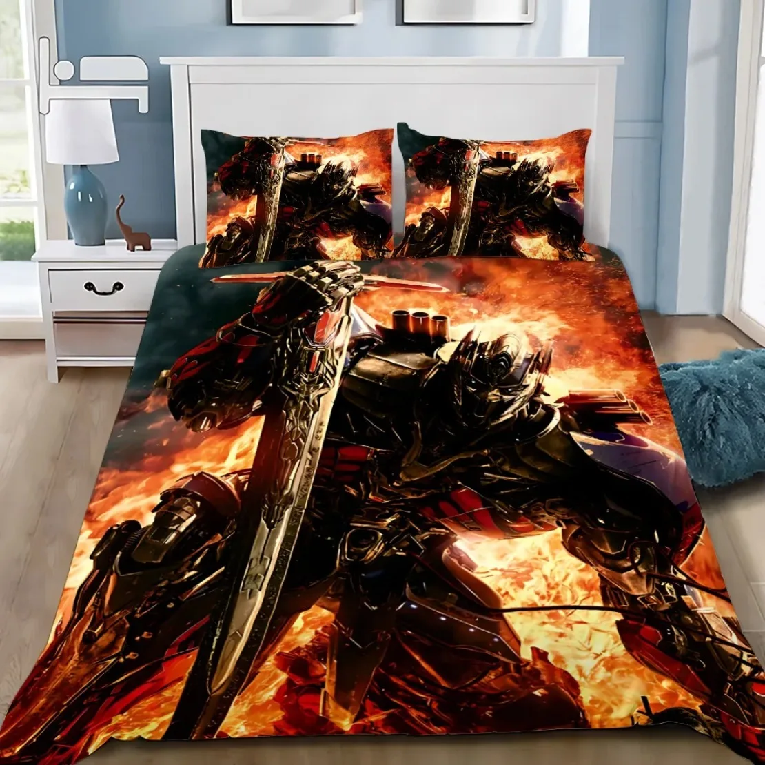 Autobot Duvet Cover Pillowcase Anime T-Transformers Bedding Set For Adult Boy Girl Single Double Large Size