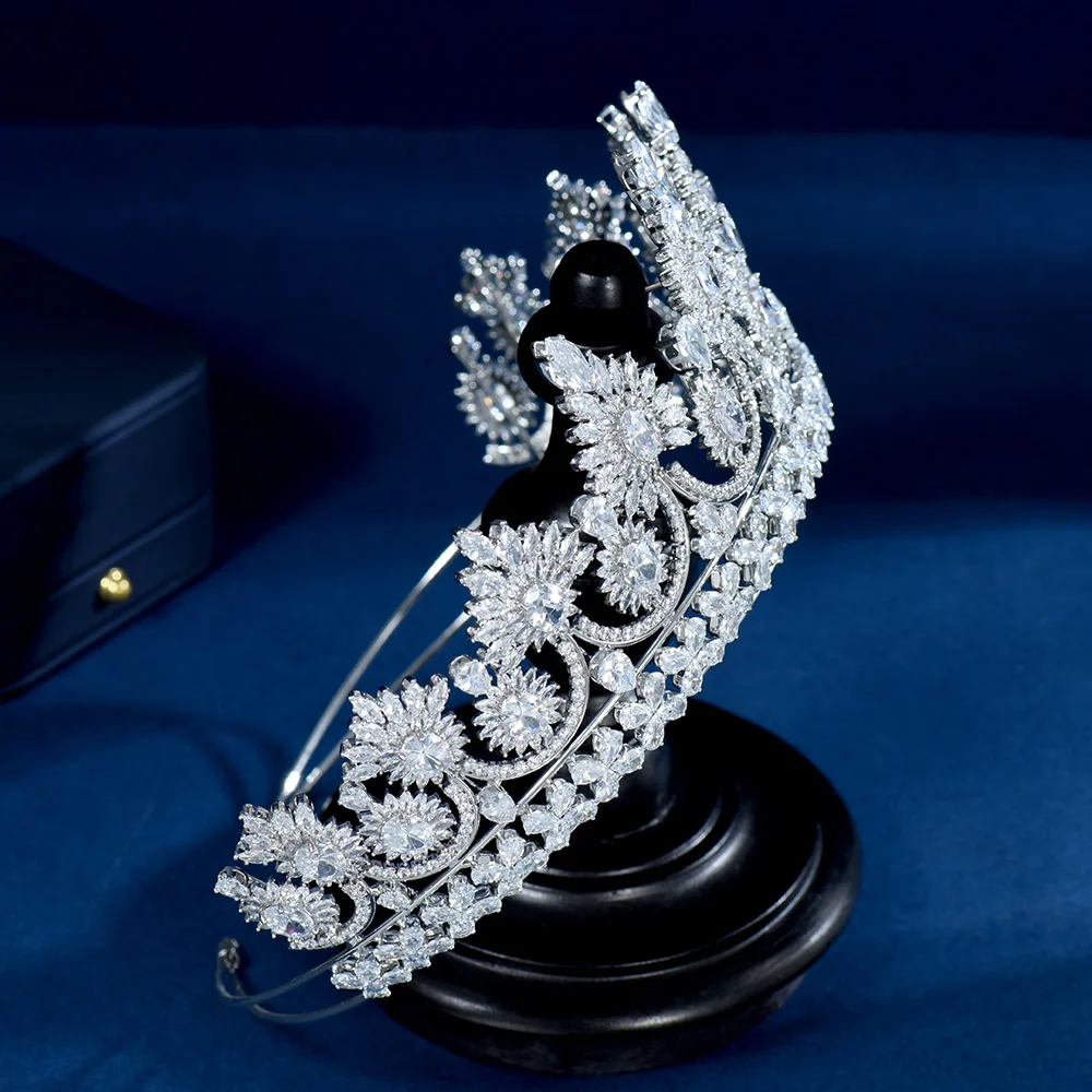 HIBRIDE Lady Bridal Party Got Engaged Hair Jewelry Cubic Zircon Tiaras&Crowns for Women Wedding Accesorios para el cabello C-20