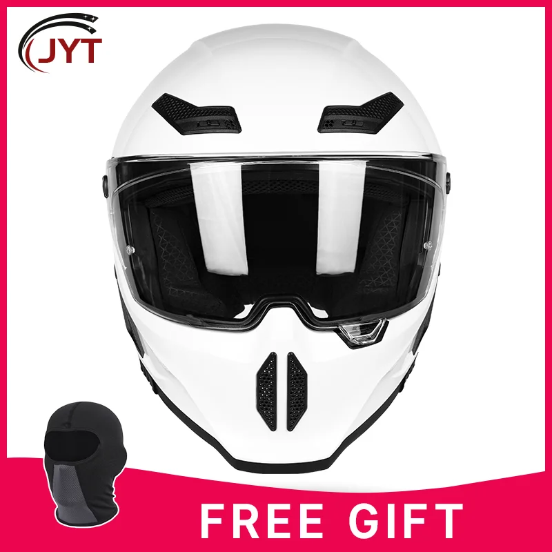 

Pearl White motorcycle retro full helmet, motorcycle cruise helmet, sun protection, breathable, DOT certified , summer anti-fog