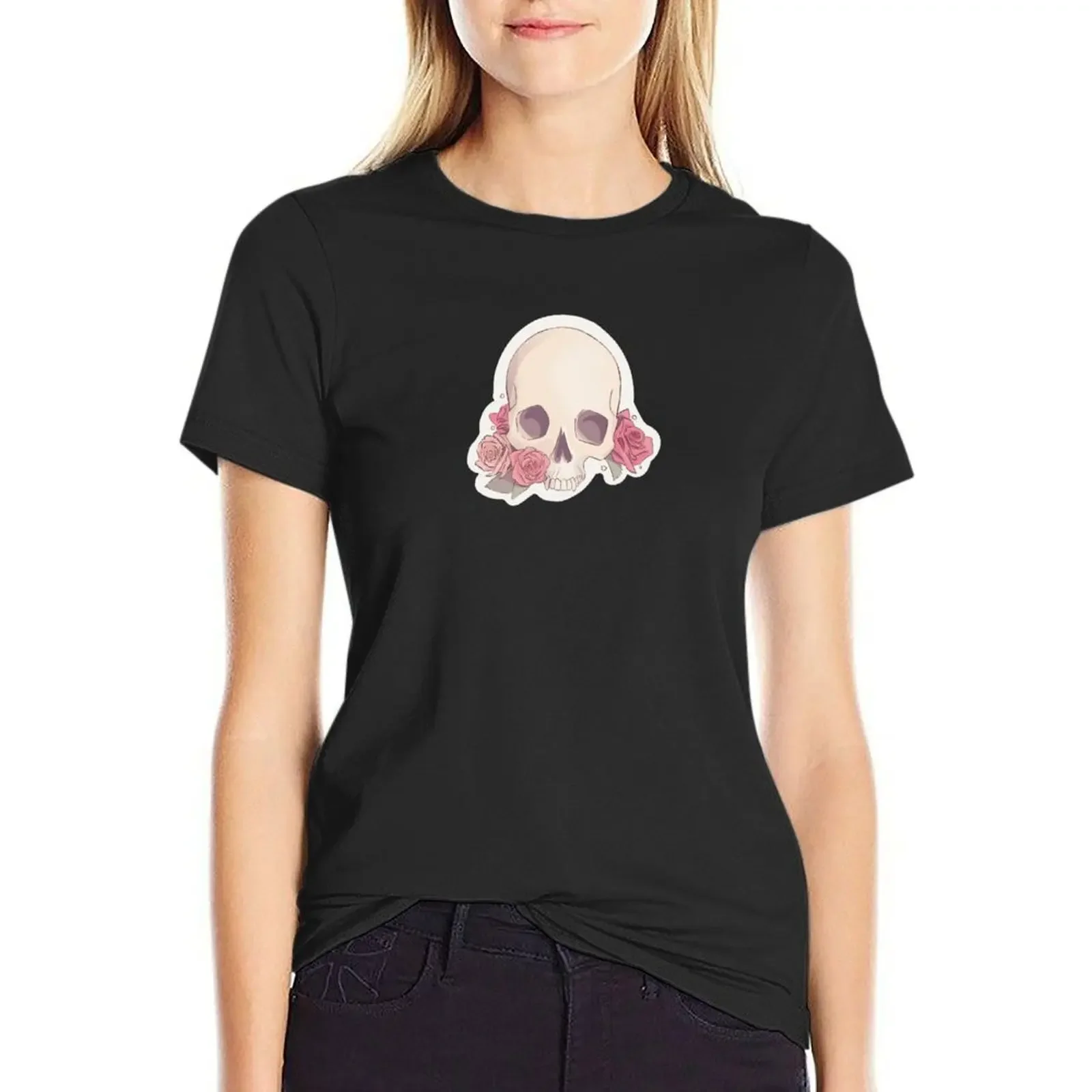 

Romantic Skull and Roses T-Shirt shirts graphic tees anime cute clothes cute tops tops for Women
