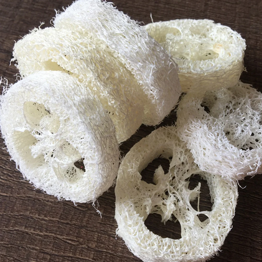 

10pcs Natural Loofah Sponges Kitchen Cleaning Brush Dish Washing Sponge Loofah Soap Base Drainage Rack Multi Use Design