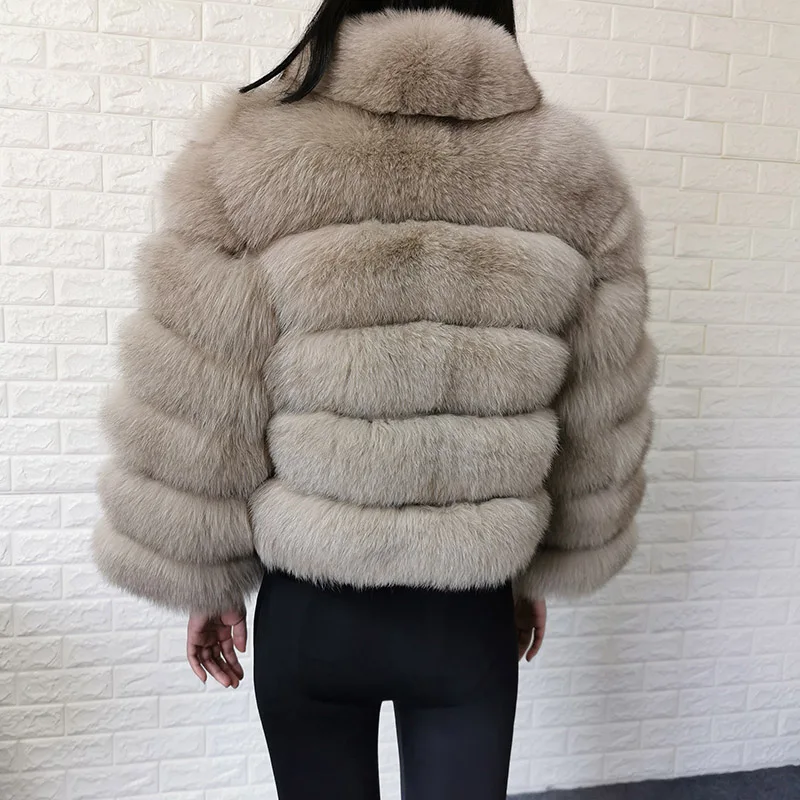 2024 Maomaokong Natural Real Fox Fur Coat Raccoon Fur Jacket Women Winter Leather Fur Luxury Beige Female Furry Vest With Collar