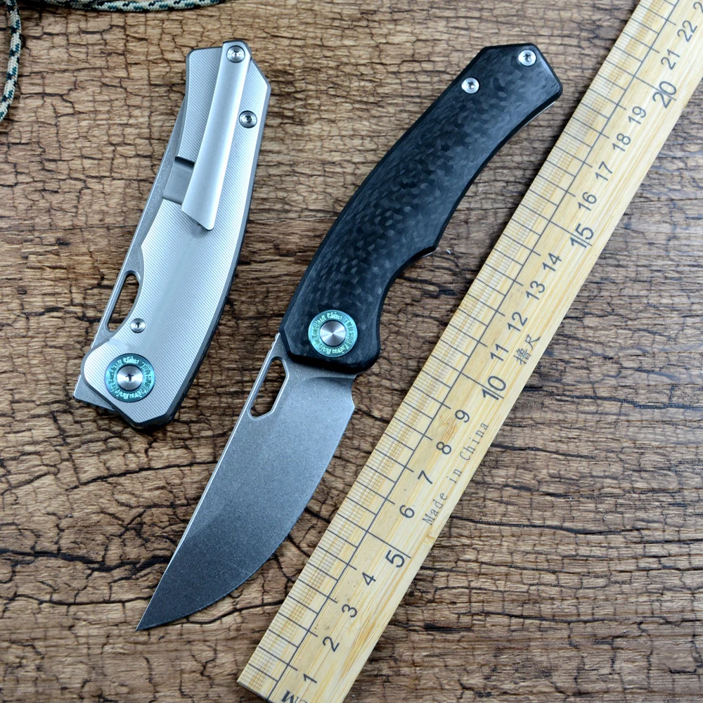 

TWOSUN TS457 Folding Knife M390 Blade Ceramic Ball Bearing Washer Carbon Fiber Titanium Handle Outdoor Hunting Pocket Knives