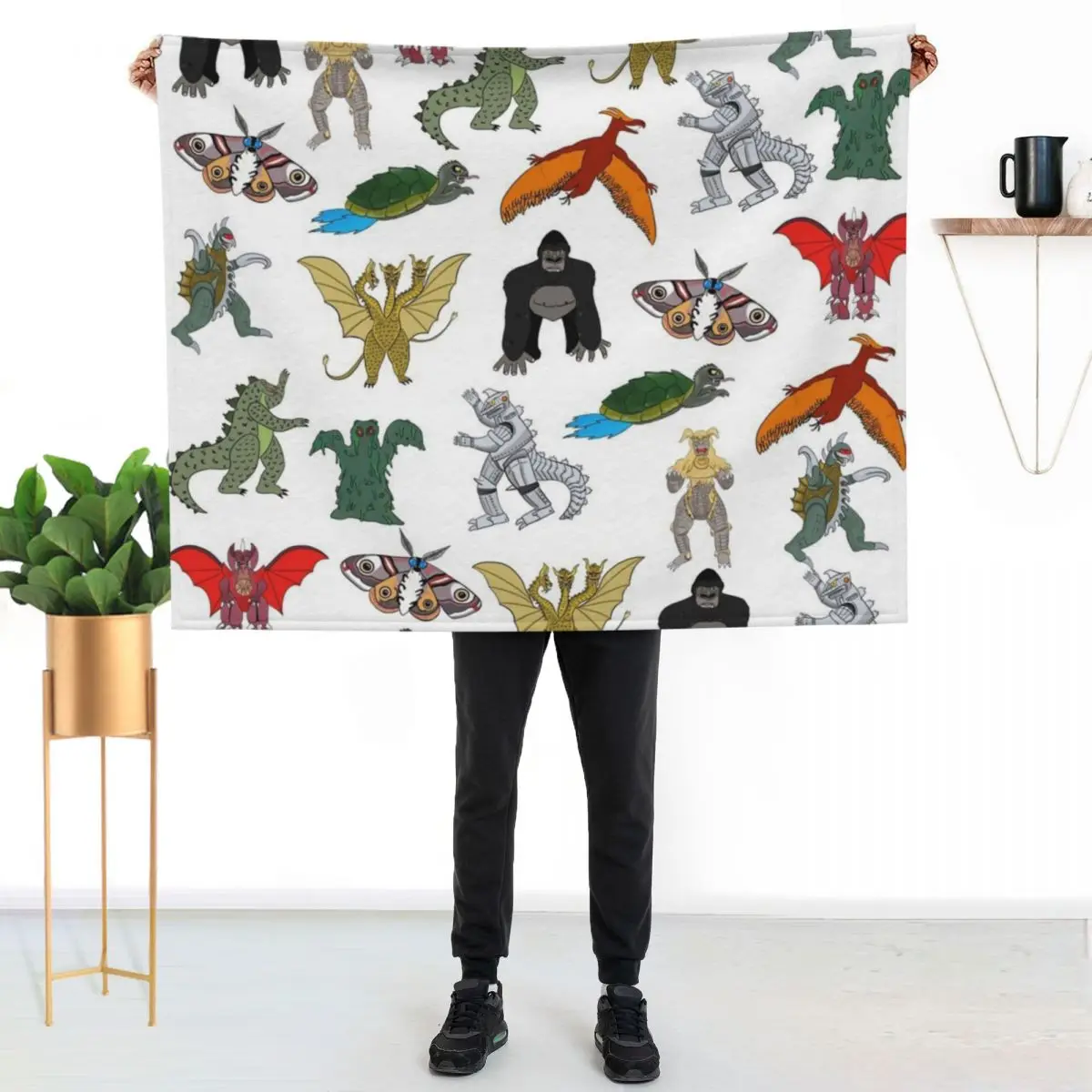 

Colorful Kaiju Throw Blanket Cozy Sofa Blanket for TV Watching Napping