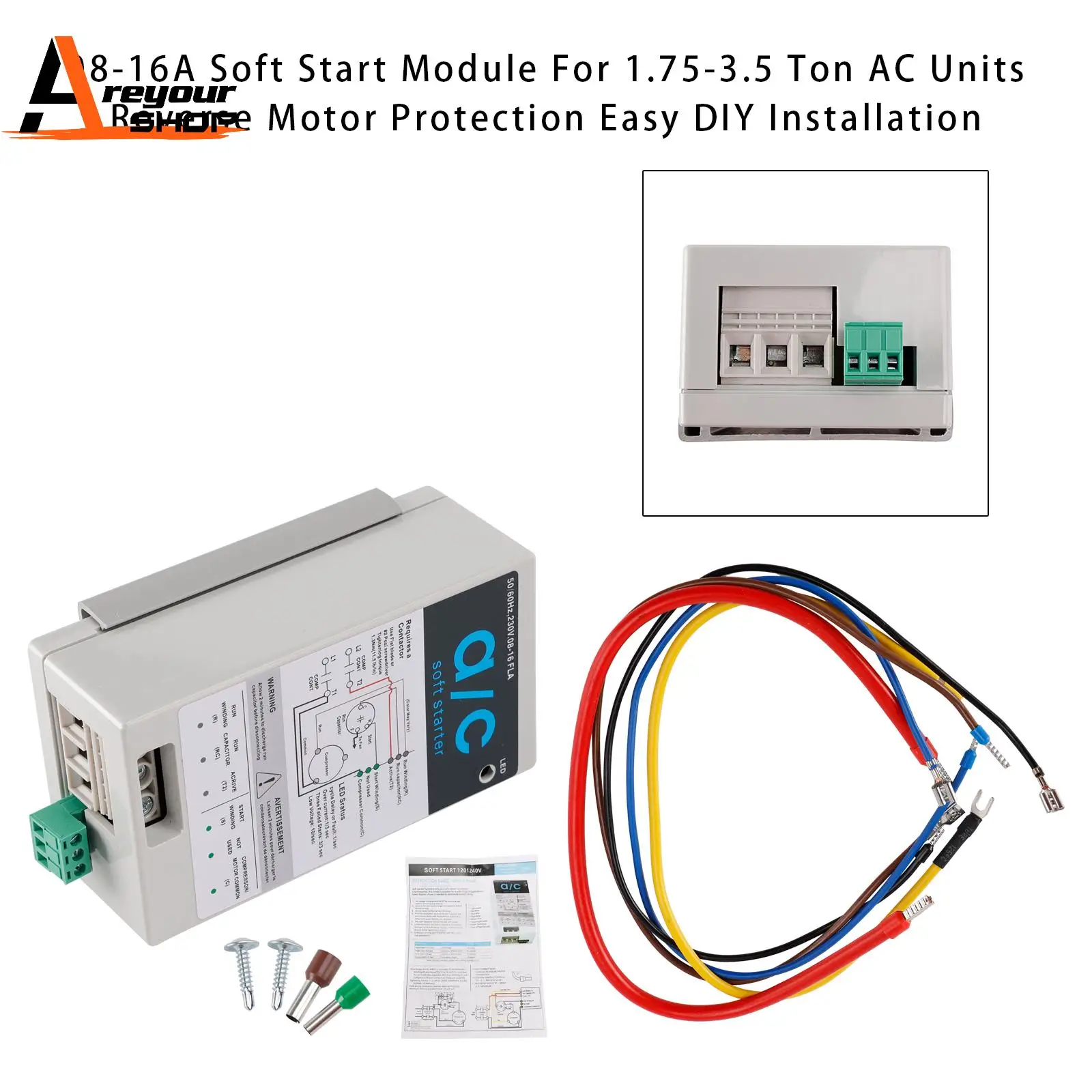 

Модуль плавного пуска 08-16A для блоков переменного тока объемом 1,75-3,5 тонны, защита от обратного двигателя