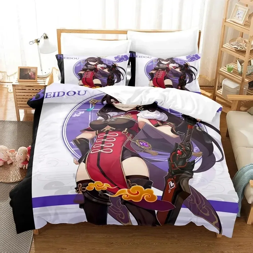 Touhou Remilia Scarlet Flandre Genshin Impact Bedding Set 3D Printed Suitable for Bedroom Duvet Cover Set With Pillowcases Kids