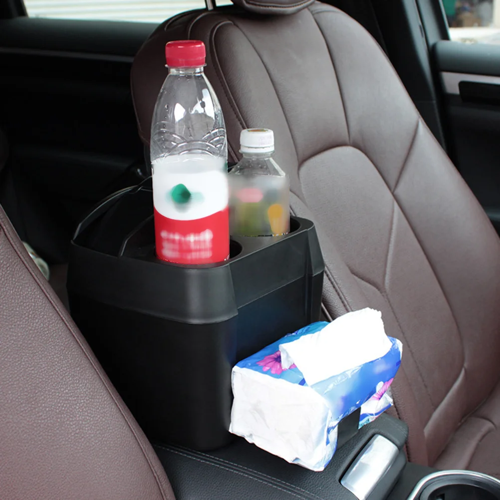 

Universal Beige Portable Mini Car Trash Can Cup Holder Leakproof Travel Storage Durable Versatile Clean Tidy Auto Garbage Bin