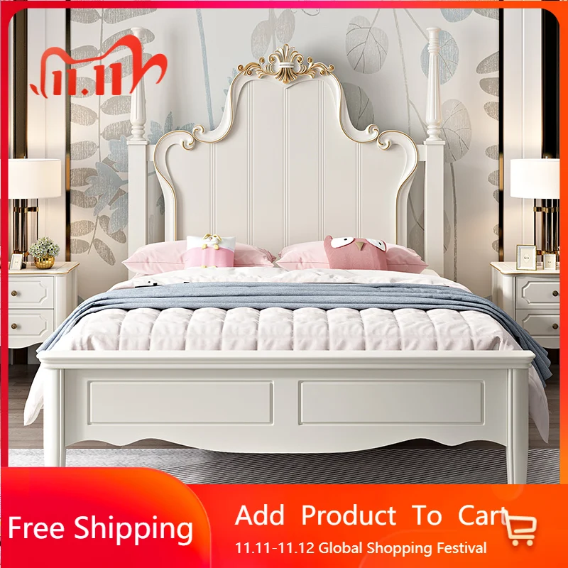 

China Wood Childrens Bed Girls White Modern Comferter Children Beds Princess Loft Simple Display Muebles Entrance Hall Furniture