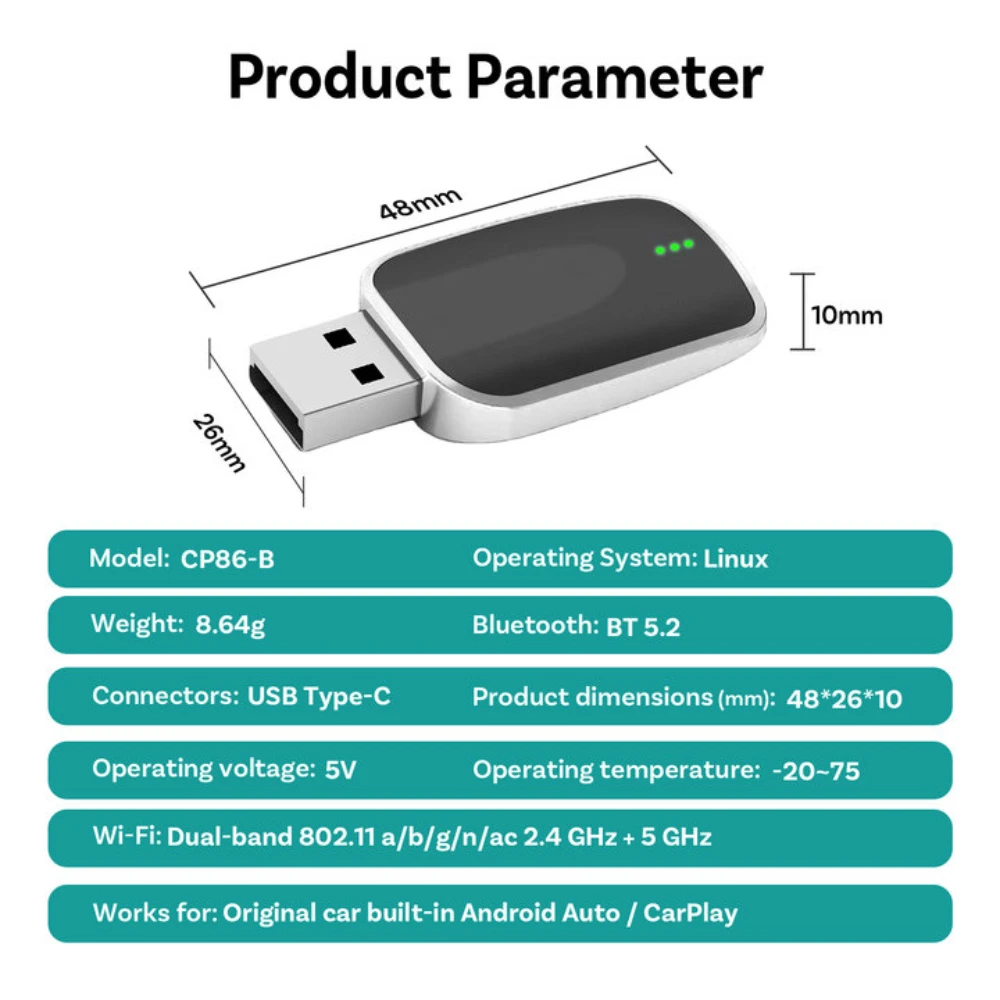 2025 محول Carplay اللاسلكي الجديد Android Auto 2in1 صندوق صغير ذكي WIFI أنظمة CarPlay اللاسلكية للسيارة الذكية #4
