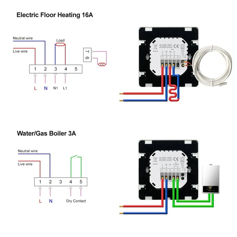Умный термостат Tuya Wi-Fi, температура воды, электрический подогрев пола, контроллер газового котла для Яндекса, Алисы, Alexa (B), прочный