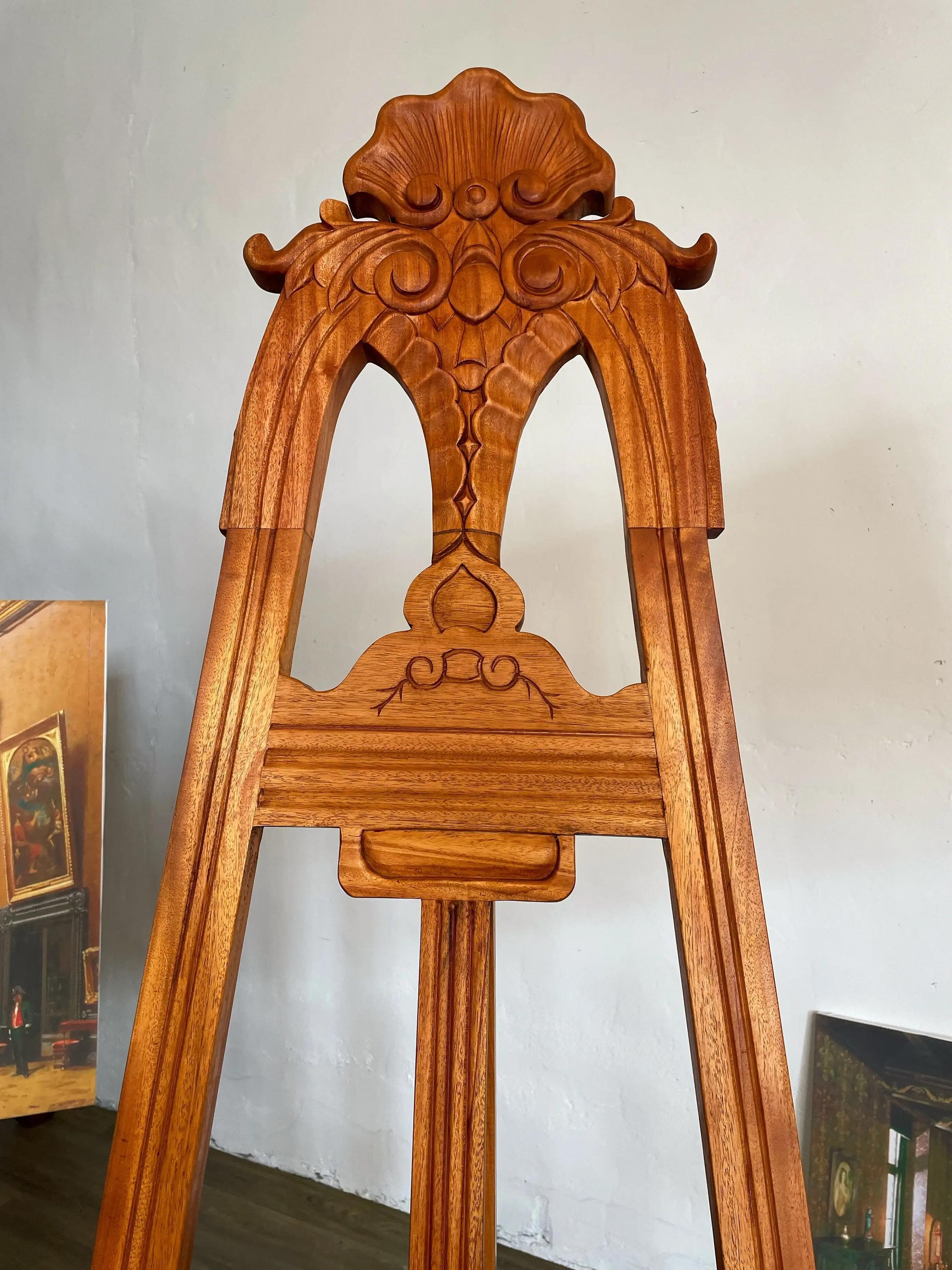 Solid wood vintage easel hanging art stand, art board stand, drawing rack, floor display rack for calligraphy, oil painting disp