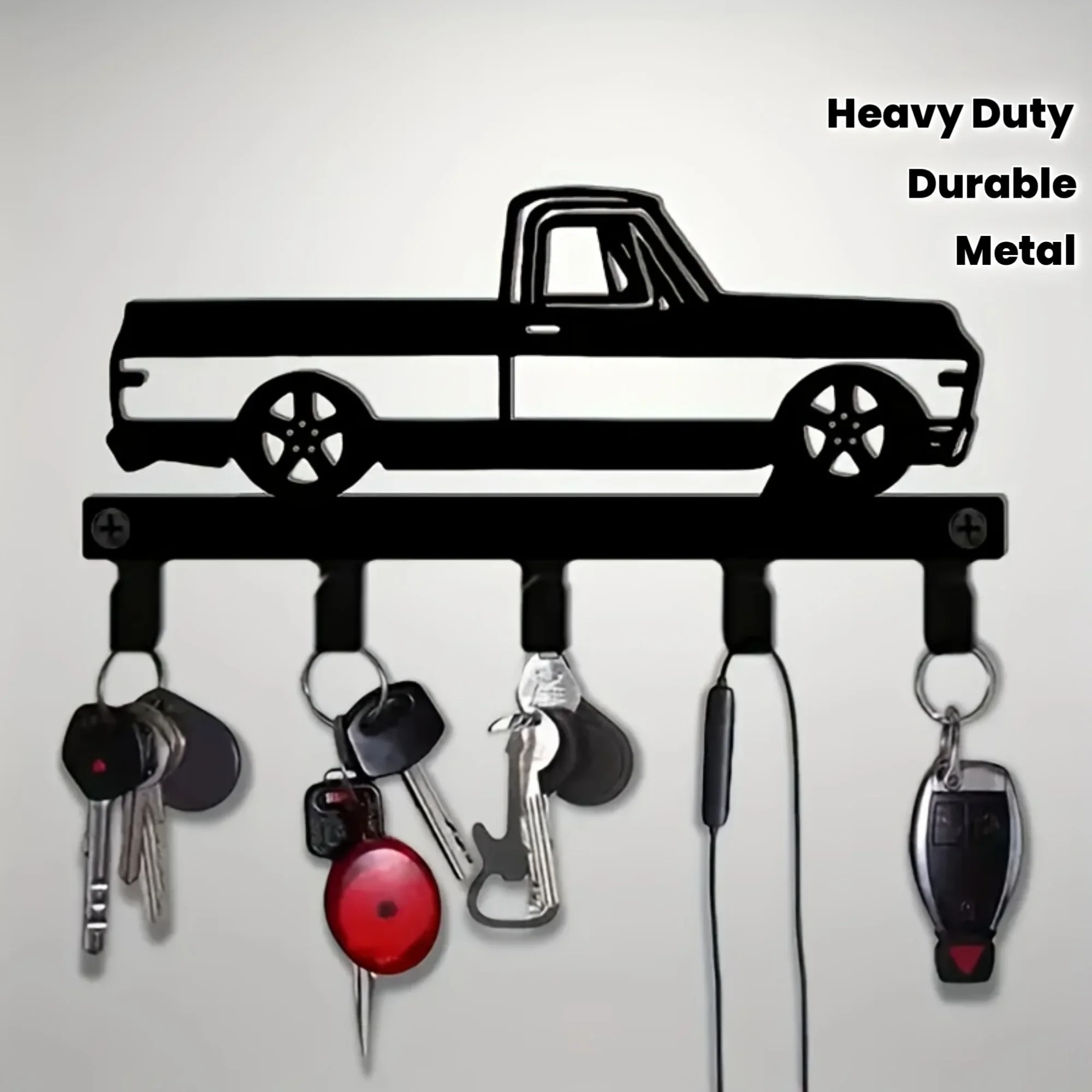 【2D Flat】Hot Selling Car-Themed Key Hook Rack Wall Mount Organizer for Jackets, Hats & Towels Easy Install for Kitchen, Bathroom