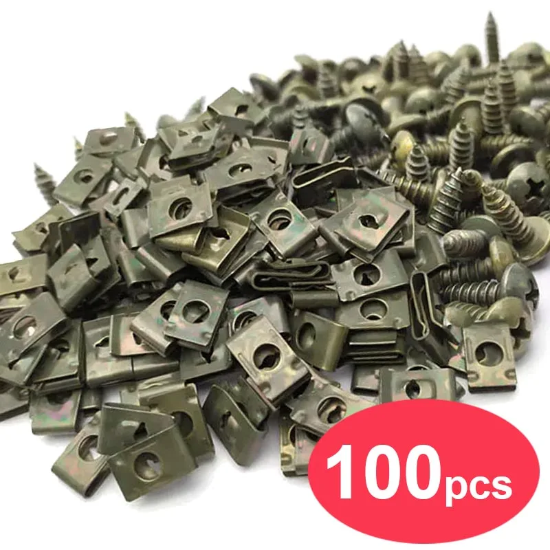 Car Motorcycle Scooter ATV Moped Metal Retainer Self-tapping Screw U-Type Clips Tapping Fastener Anti-rust Protection