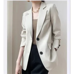 Moda donna Blazer giacche lavoro ufficio signora vestito 2024 Slim monopetto Business femminile Blazer cappotti formale Veste Femme