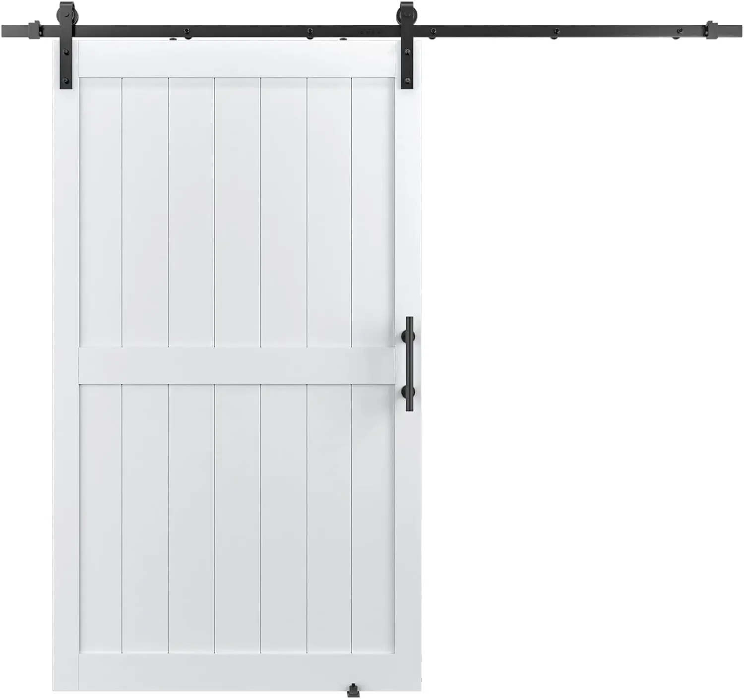 48in x 84in MDF Sliding Barn Door with 8ft Barn Door Hardware Kit & Handle | White Solid Barn Door Slab Covered with Water-Proof