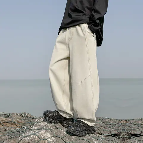 Cool Children Street Style White Jeans For Boys Novelty Design Kids Boy Fashion Streetwear Beige Jeans Trousers 5 7 9 11 13 14 Y