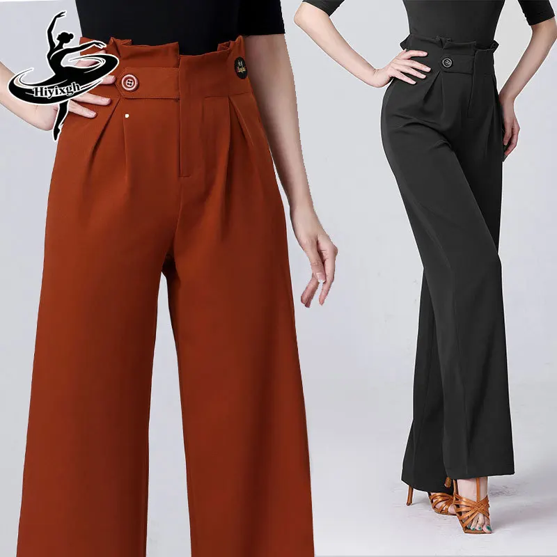 

Fashionable High-Waist Loose Latin Dance Pants Women's Social Dancewear Polyester Trousers for Samba Rumba Cha Cha And More