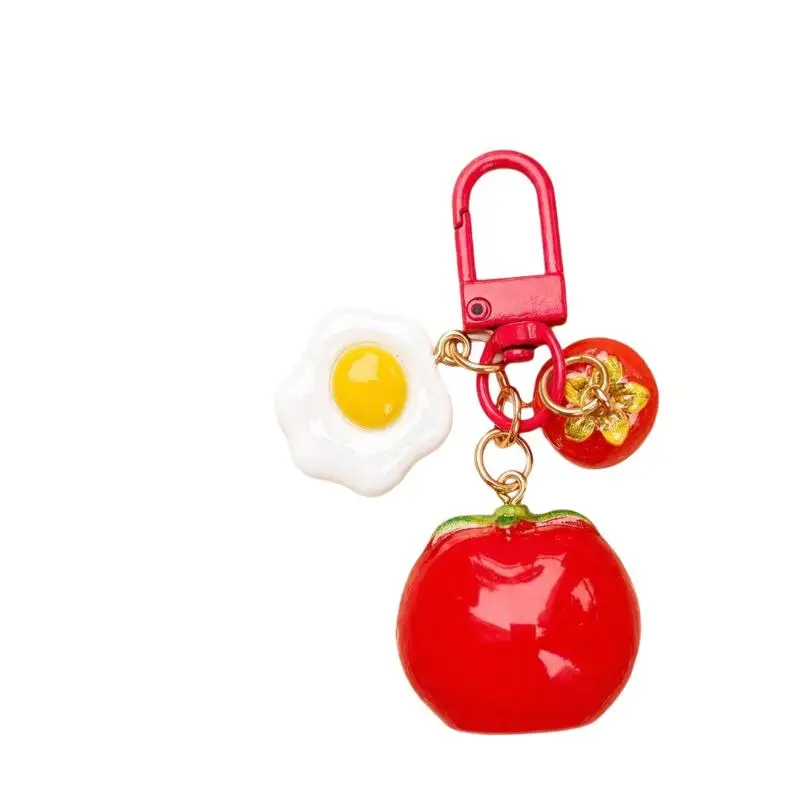 3D Roter Tomaten-Schlüsselanhänger aus Kunstharz, Niedlicher Frucht-Anhänger für Handyhülle/Tasche, Ideales Geburtstagsgeschenk für Frauen und Mädchen – Detail 3
