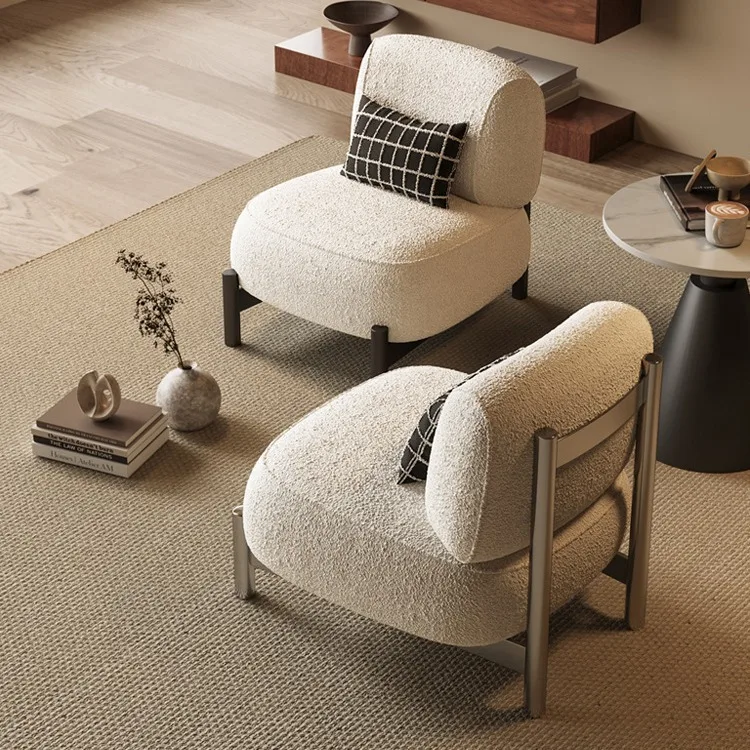 Creme antigo sala de estar único sofá designer sala estar salão beleza recepção pano caxemira cadeira lazer