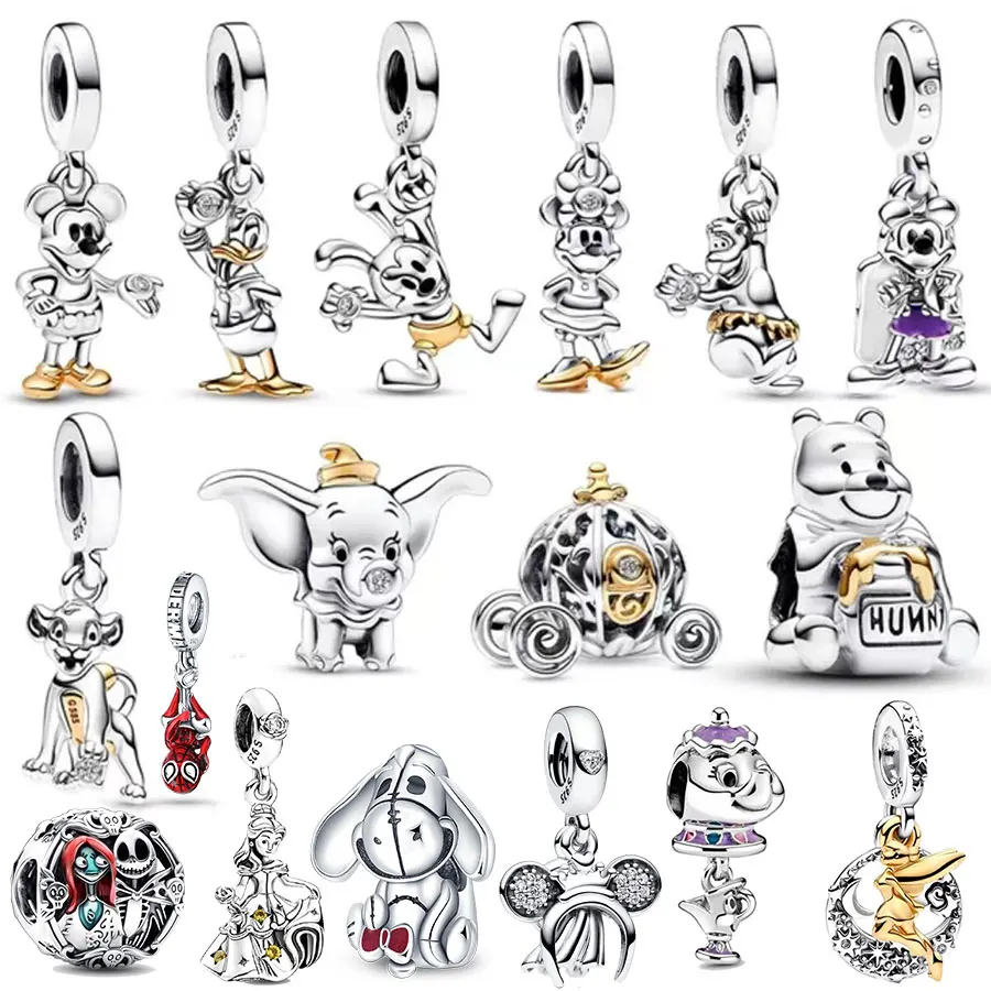 

100% 925 sterling silver Disney 100th anniversary charm beads suitable for original DlY bracelet, women's fashion gift