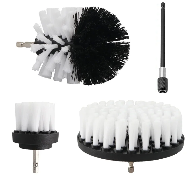 3/4pcs/ Drill Brush Set Power Scrubber Brush Polisher Bathroom Stain Polishing Kit with Extender Household Cleaning Tools