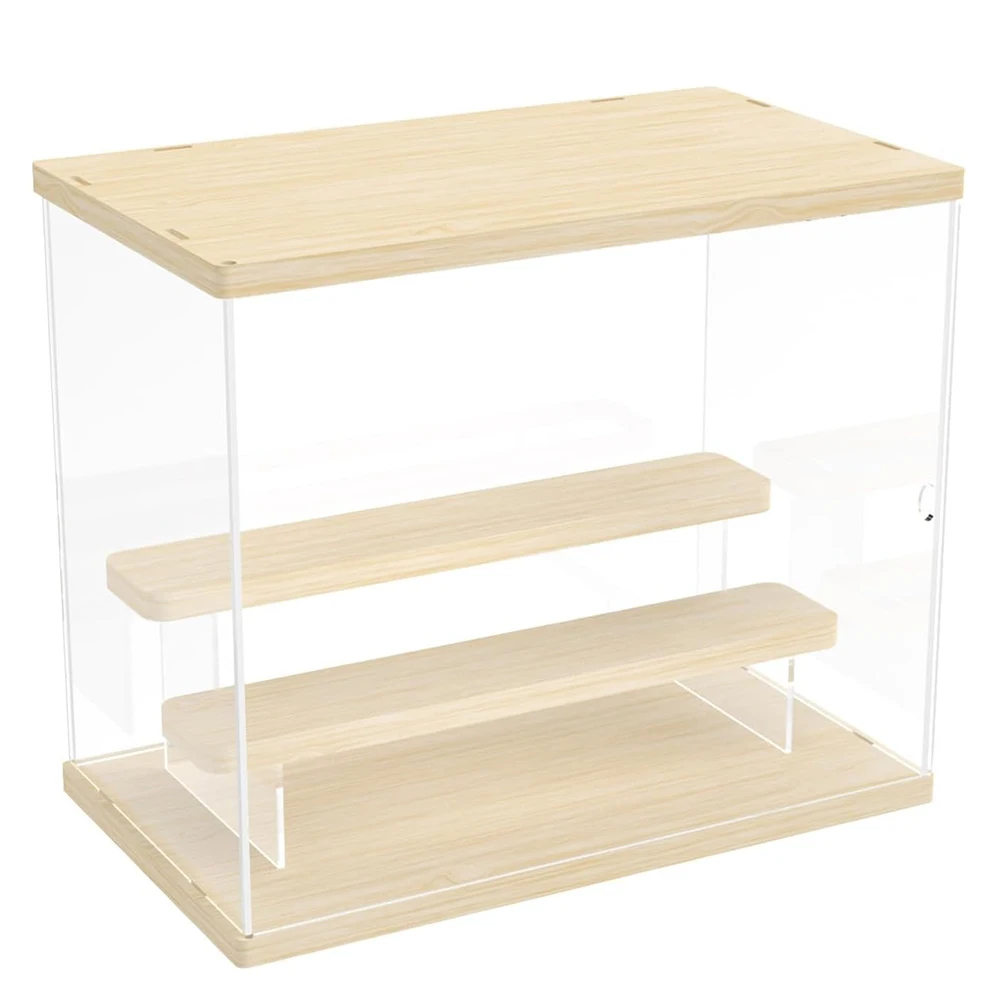 

Acrylic Clear Storage Display Boxes Organizers Wood Base Blind Box Storage Box Dustproof Perfume Storage Assemble Showcase