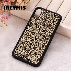 Iretmis Phone Cover Case For iPhone X XS Max XR 11 12 13 PRO MINI 14 15 16 Plus Rubber Silicone Small leopard grain