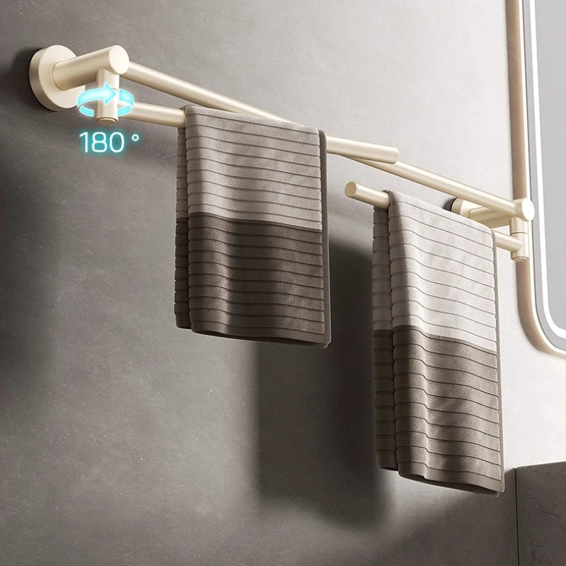

‌ Современная минималистичная вешалка для полотенец, органайзер для ванной комнаты без сверления, 180 ° Вращающийся латунный стержень, сверхпрочное настенное крепление, водонепроницаемый декор для душа