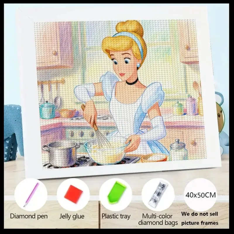 

1 шт., набор для алмазной живописи принцессы Диснея Золушки 5D, сделай сам, полная дрель, мультяшная сказка, кулинария, кухонная сцена, круглый кристалл Ge