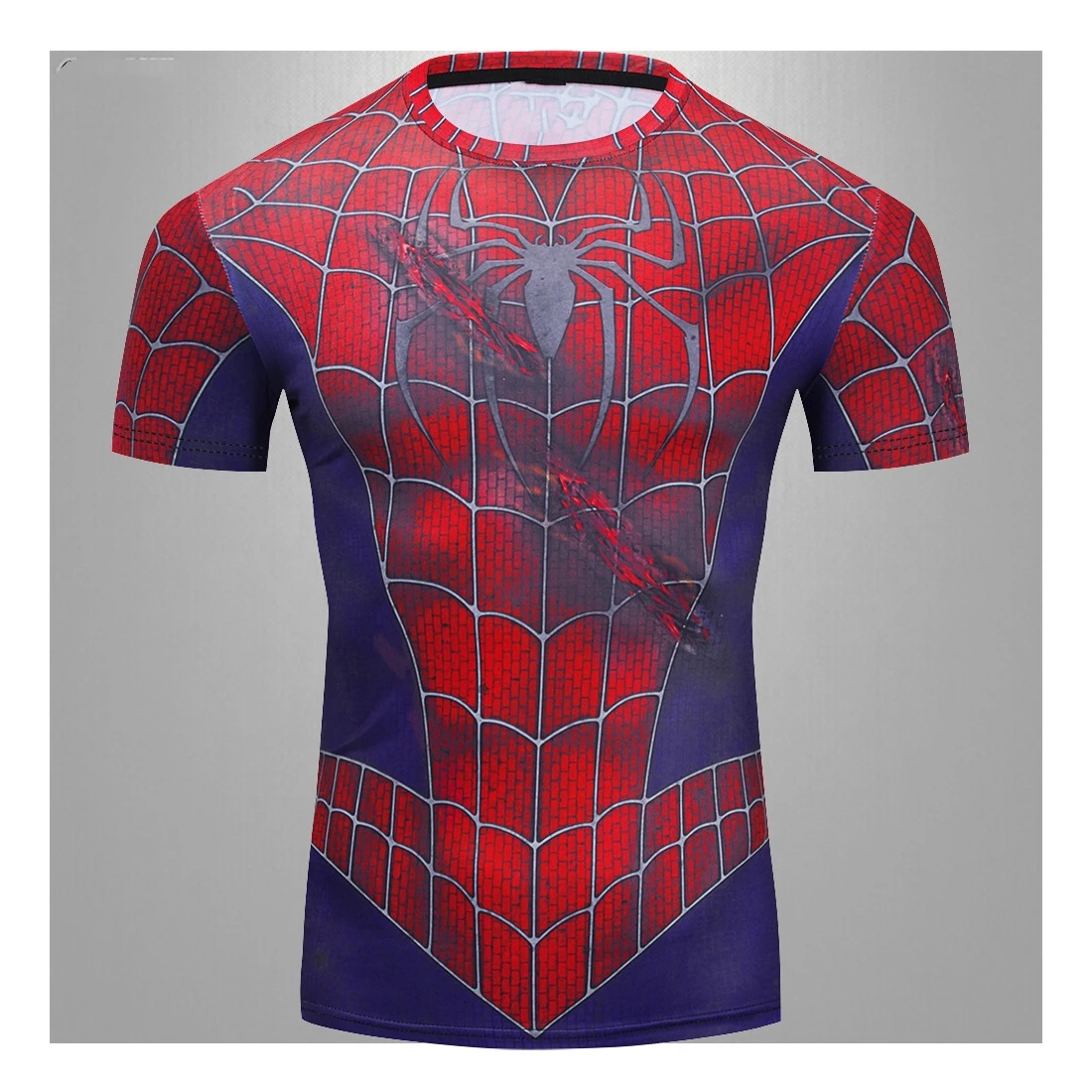 男性用スパイダーマンTシャツ,スーパーヒーロー,半袖,3Dプリント,特大の夏服,新品