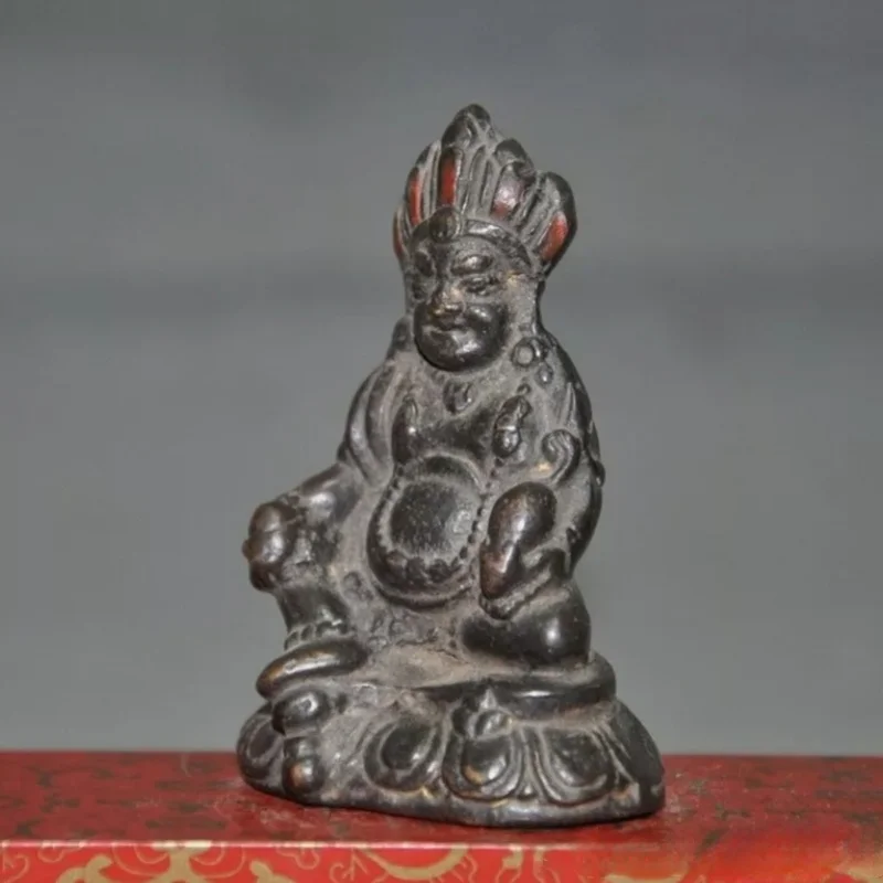 2.6" Tibetan Buddhism temple bronze Yellow Jambhala God of wealth Buddha statue